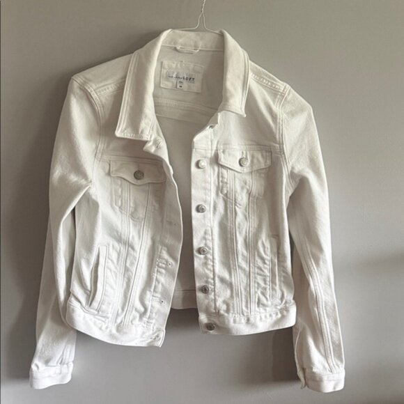 LOFT White Denim Jean Jacket Women’s Size M - Picture 1 of 5